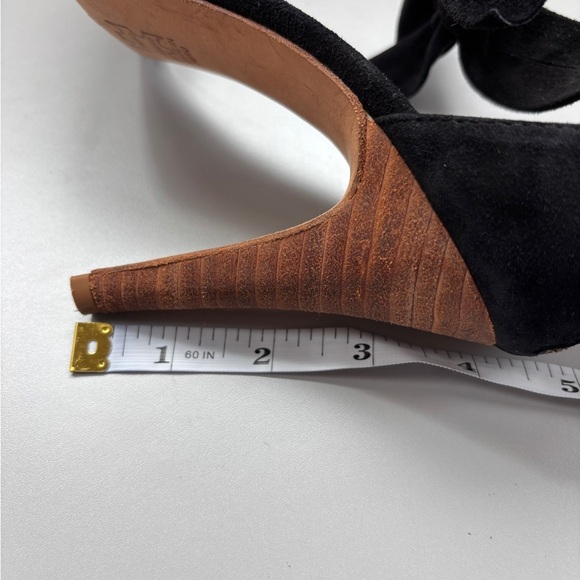 Ulla Johnson Thecia Suede Noir Black Bow Single Strap Heels Size EU 40 US‎ 10 - Picture 13 of 16
